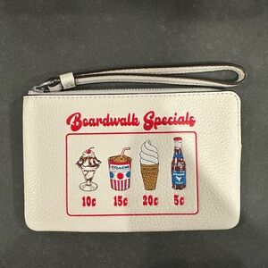 Coach Cream Wristlet with Retro Beverage Print